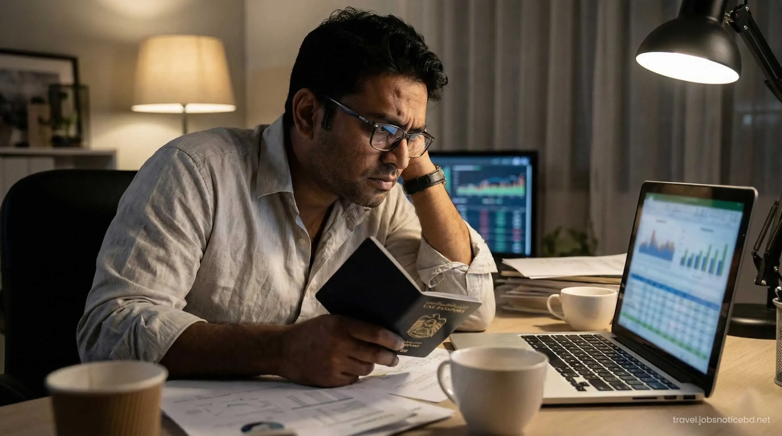 Expat checking UAE visa overstay fines online.