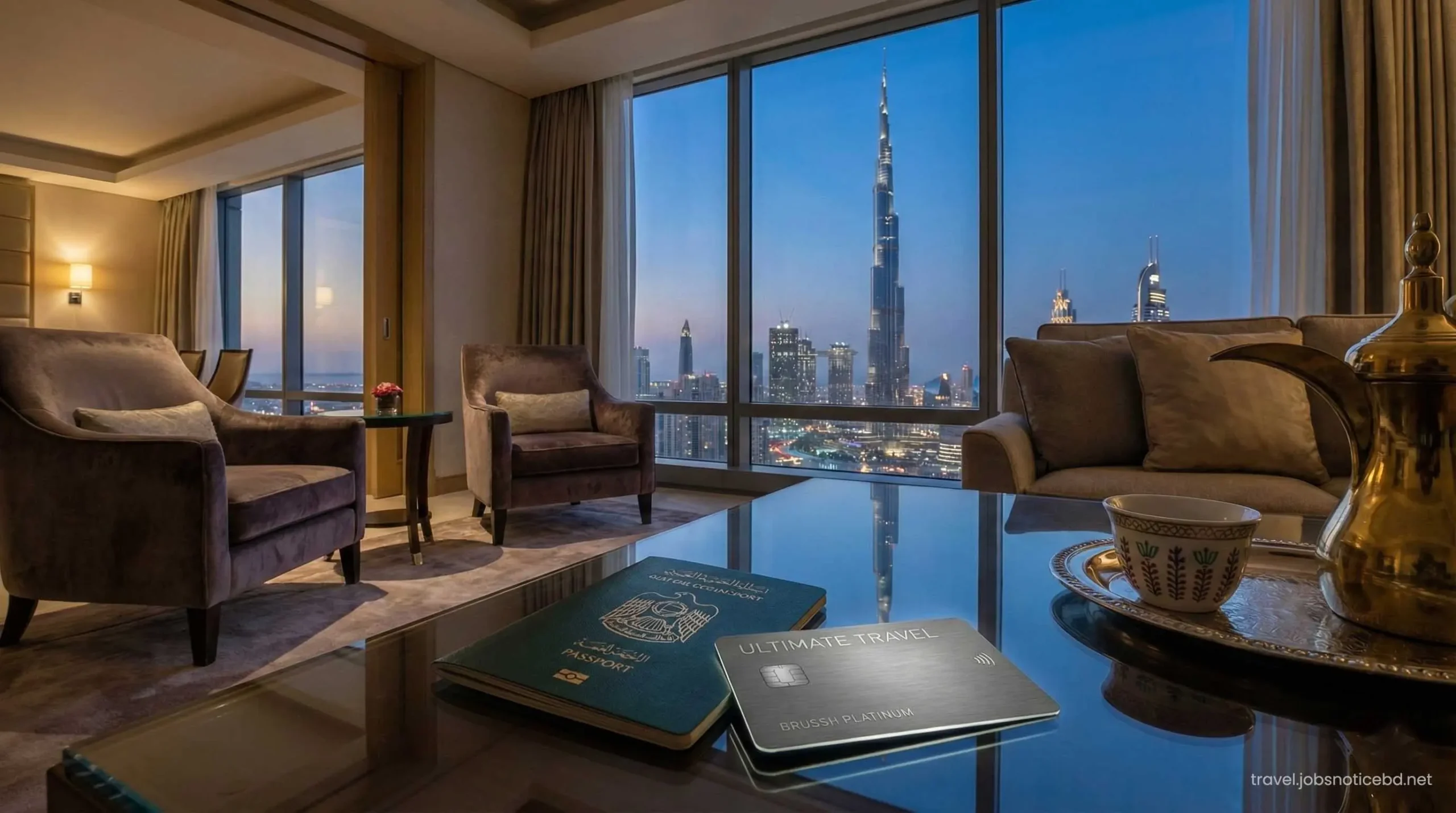 Luxury hotel suite in Dubai booked with premium GCC travel credit card.