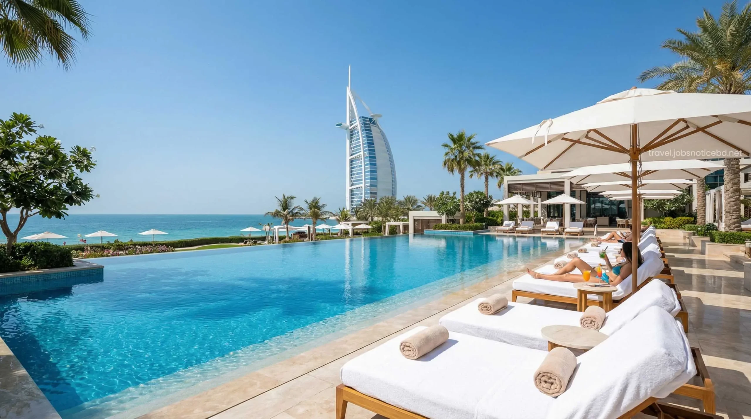 Luxury infinity pool at a 5-star Dubai hotel for Eid Al-Fitr staycation.