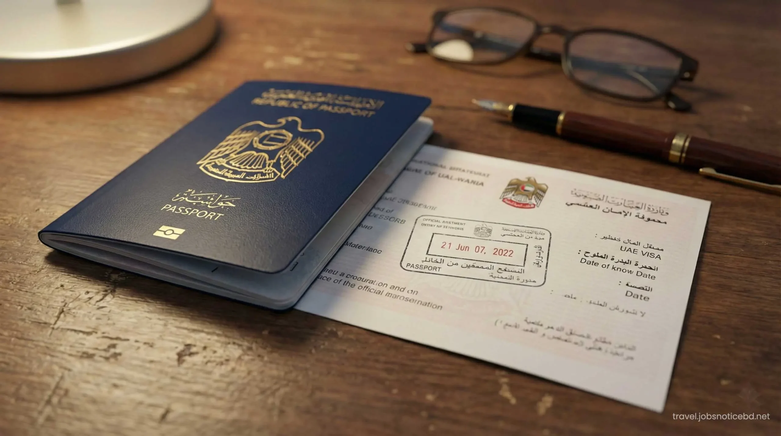 New UAE visa rules and passport stamping document 2026.