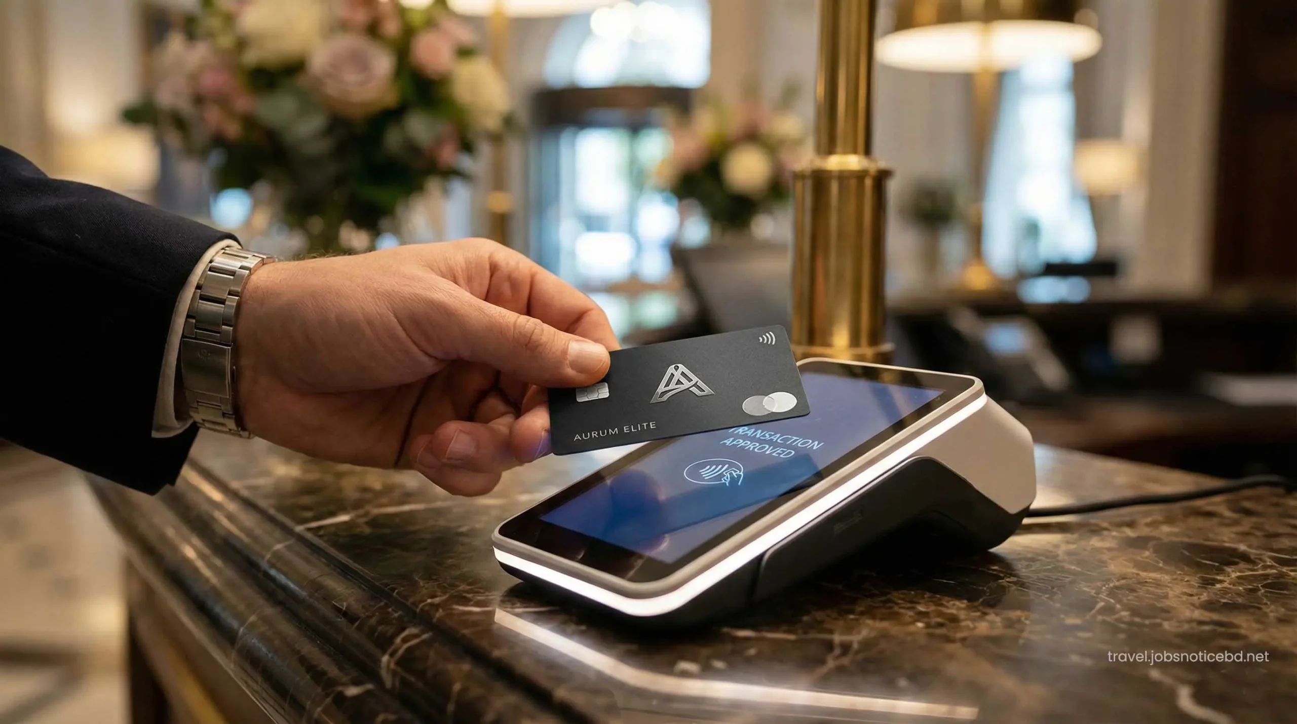 Paying for a luxury hotel staycation in Dubai using a premium UAE credit card.