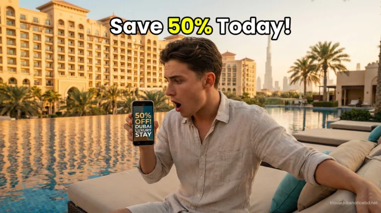 Man finding secret cheap hotel booking hacks in Dubai