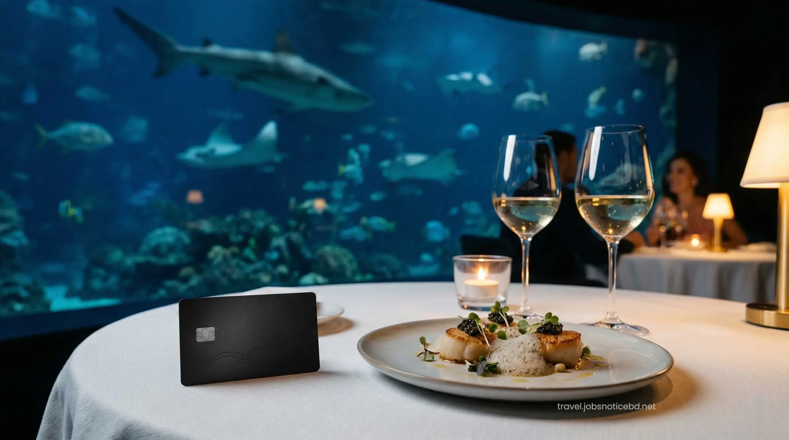 Premium romantic dinner at Ossiano underwater restaurant for Dubai honeymoon.