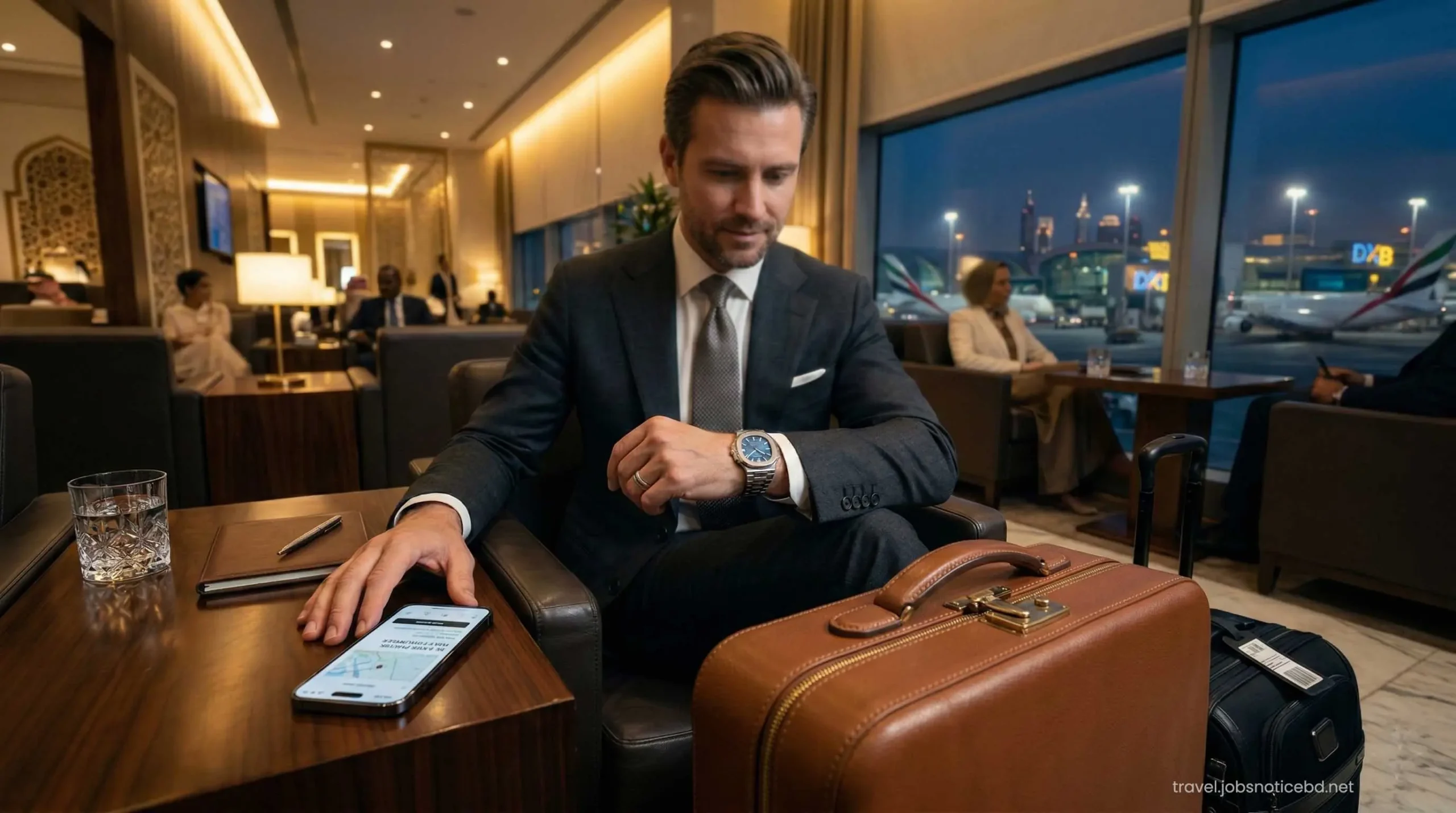 VIP traveler at Dubai Airport arriving for an Emirates stopover tour.